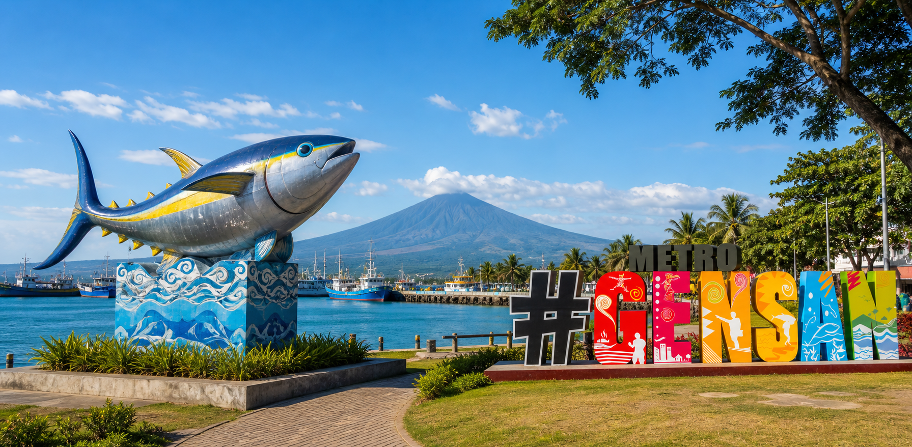 General Santos City waterfront landmark and city view